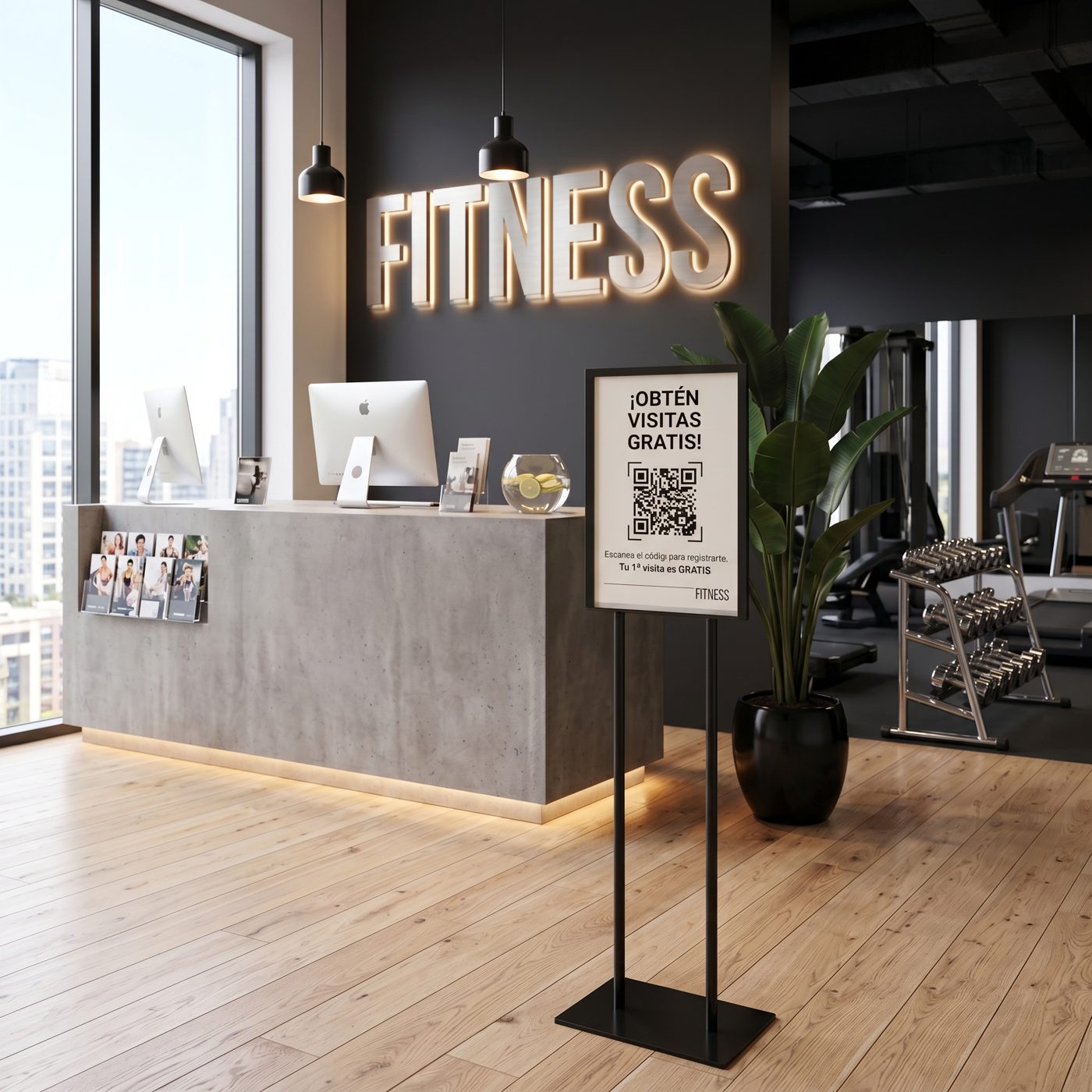 Letrero de piso de PenwinCards con código QR