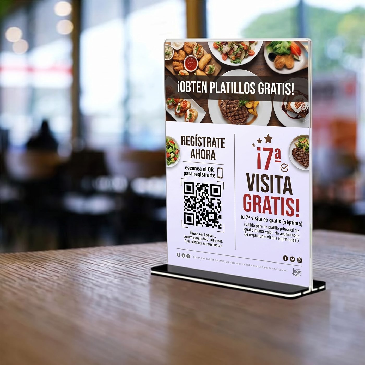 Soporte de acrílico de mesa de PenwinCards con código QR